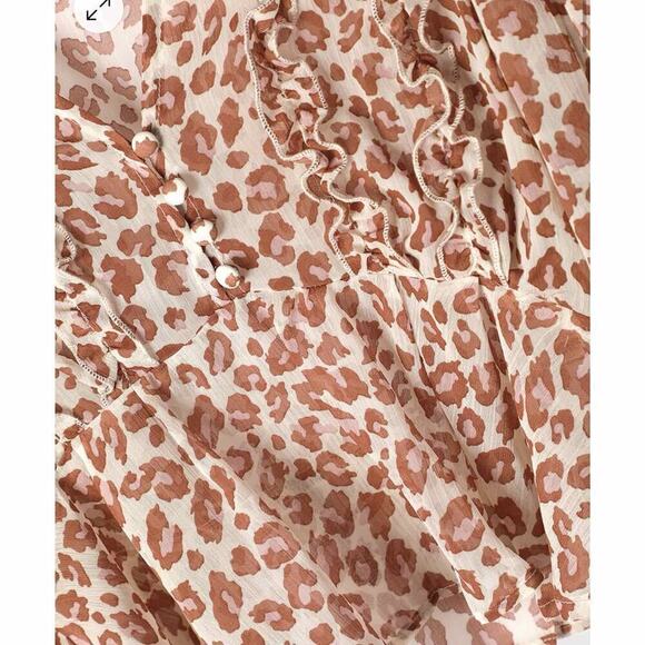 Lulus Easy to Spot Ivory Leopard Print Long Sleeve Top Size Small Casual Sheer - Picture 12 of 13